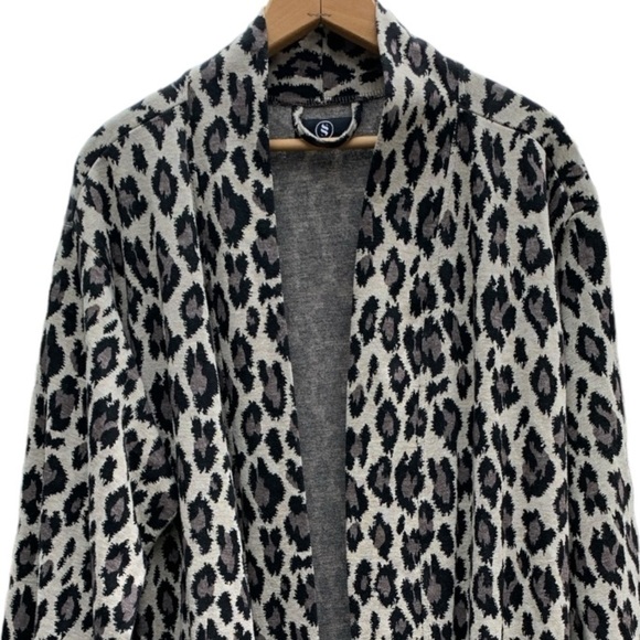 Scott x Scott Leopard Print Duster Long Line Cardigan Beige and Black w/Pockets - Picture 9 of 10